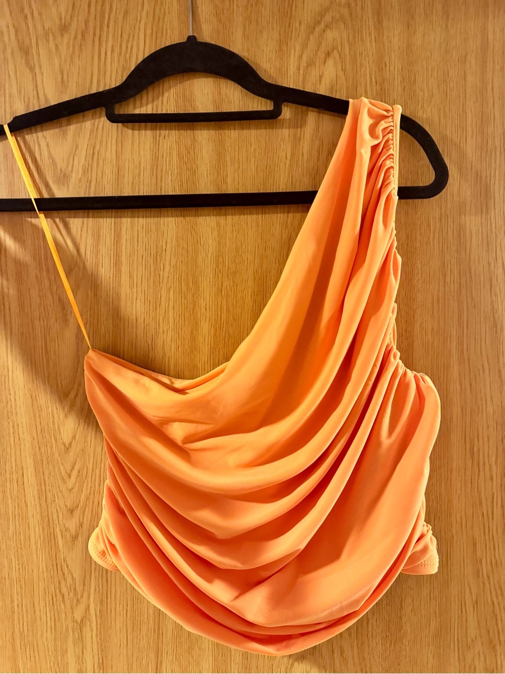 Express Matte Jersey Ruched one shoulder cropped top
